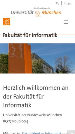 Vorschau der mobilen Webseite www.unibw.de, Fakultät für Informatik der Universität der Bundeswehr München