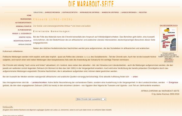 Vorschau von www.marabout.de, Afrika-Chronik der Marabout-Seite