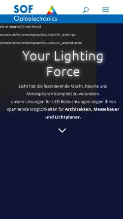 Vorschau der mobilen Webseite www.sof-optoelectronics.de, SOF Optoelectronics GmbH