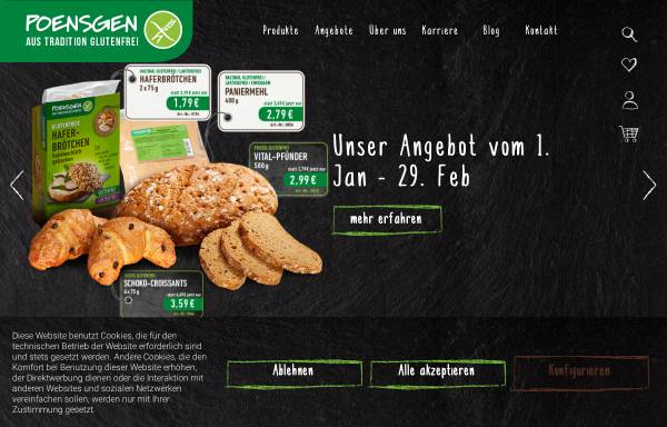 Vorschau von poensgen-brot.de, Spezial-Diät-Bäckerei Poensgen GmbH