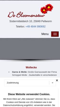 Vorschau der mobilen Webseite www.wolle-pellworm.de, Beates Wollkiste