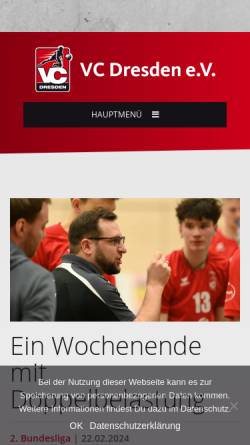 Vorschau der mobilen Webseite www.vc-dresden.de, Volleyball Club Dresden