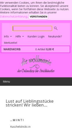 Vorschau der mobilen Webseite www.diewollmanie.de, Verstrickt & Zugenäht die wollmanie