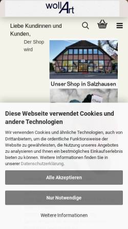 Vorschau der mobilen Webseite www.wollart.de, Wollart