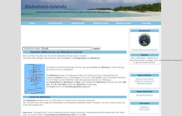 Vorschau von www.malediven-islands.de, Malediven Islands