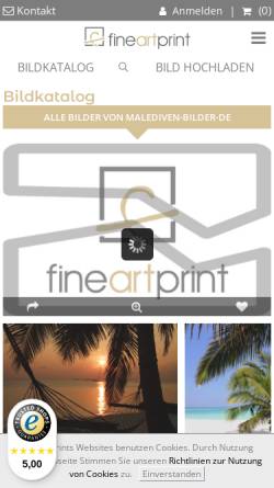 Vorschau der mobilen Webseite www.fineartprint.de, Malediven-Bilder