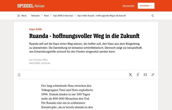 Vorschau von www.spiegel.de, Spiegel online, Ruanda - hoffnungsvoller Weg in die Zukunft