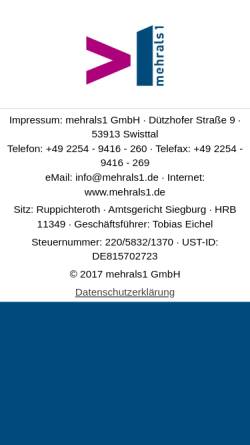 Vorschau der mobilen Webseite www.mehrals1.de, mehrals1 GmbH