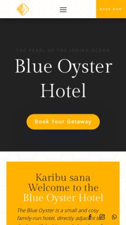 Vorschau der mobilen Webseite zanzibar.de, Blue Oyster Hotel