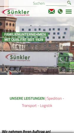 Vorschau der mobilen Webseite suenkler-spedition.de, Sünkler Spedition