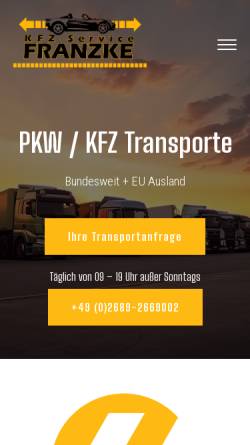 Vorschau der mobilen Webseite kfz-service-franzke.de, Franzke, Gaby