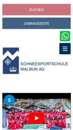Vorschau der mobilen Webseite www.schneesportschule.li, Ski- und Snowboardschule Malbun