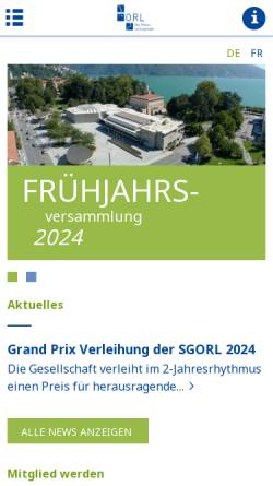 Vorschau der mobilen Webseite www.orl-hno.ch, Schweizerischen Gesellschaft für Oto-Rhino-Laryngologie, Hals- und Gesichtschirurgie