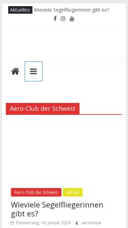 Vorschau der mobilen Webseite www.aeroclub.ch, Aero Club der Schweiz