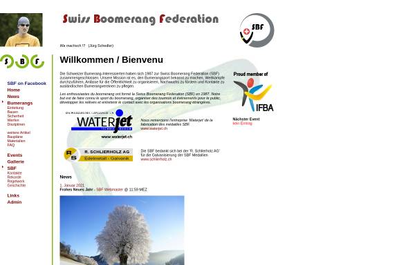 Vorschau von www.swissboomerangs.ch, Swiss Boomerang Federation