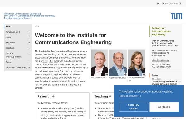 Vorschau von www.lnt.ei.tum.de, Lehrstuhl für Nachrichtentechnik