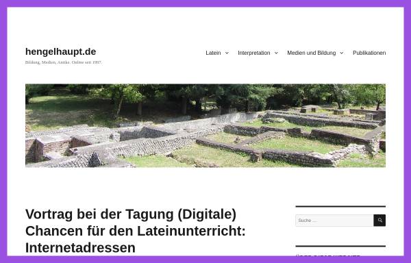 Vorschau von www.hengelhaupt.de, Linklisten für die römische Antike