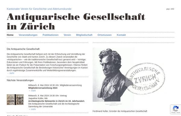 Vorschau von www.antiquarische.ch, Antiquarische Gesellschaft in Zürich (AGZ)
