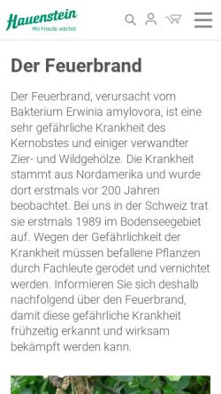 Vorschau der mobilen Webseite www.hauenstein-rafz.ch, Feuerbrand