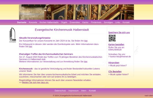 Vorschau von www.kirchenmusik-halberstadt.de, Kirchenmusik in Halberstadt