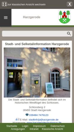 Vorschau der mobilen Webseite www.harzgerode.de, Als Tourist in Harzgerode