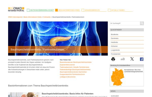 Vorschau von www.krebsgesellschaft.de, Bauchspeicheldrüsenkrebs, Pankreaskarzinom