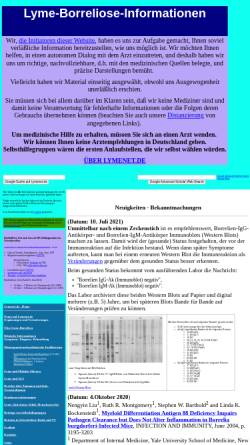 Vorschau der mobilen Webseite www.lymenet.de, Lyme Borreliose Informationen