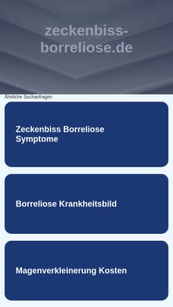Vorschau der mobilen Webseite www.zeckenbiss-borreliose.de, Zeckeninformation