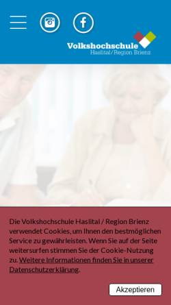 Vorschau der mobilen Webseite vhshrb.ch, Volkshochschule Oberhasli / Region Brienz