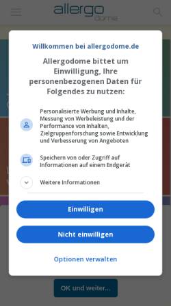 Vorschau der mobilen Webseite www.allergodome.de, Allergodome - Allergie-Ratgeber