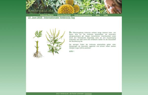 Vorschau von www.ambrosia.de, Ambrosia - Gefahr durch das beifussblättrige Traubenkraut?
