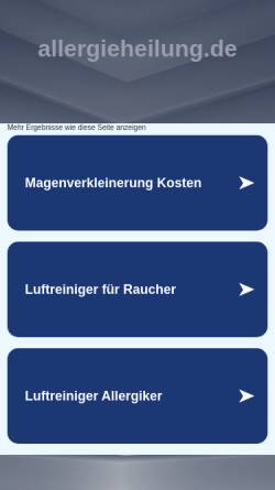 Vorschau der mobilen Webseite www.allergieheilung.de, Therapie und Behandlung von Allergien und Heuschnupfen