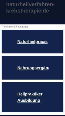 Vorschau der mobilen Webseite www.naturheilverfahren-krebstherapie.de, Krebstherapie und Naturheilverfahren