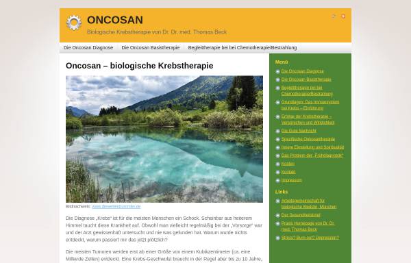 Vorschau von www.oncosan.de, Oncosan - Dr. Dr. med. Thomas Beck