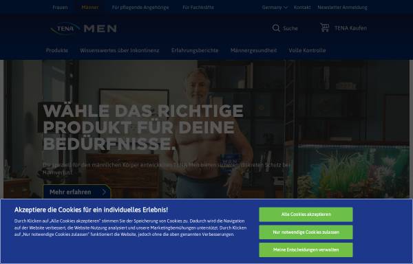 Vorschau von www.tenaformen.de, Blasenschwäche bei Männern