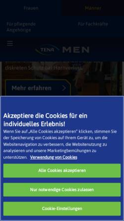 Vorschau der mobilen Webseite www.tenaformen.de, Blasenschwäche bei Männern