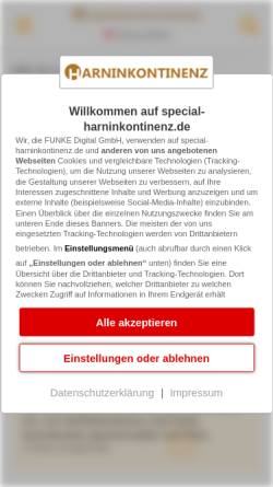 Vorschau der mobilen Webseite www.special-harninkontinenz.de, Harninkontinenz