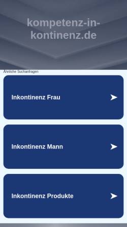 Vorschau der mobilen Webseite www.kompetenz-in-kontinenz.de, Inkontinenz