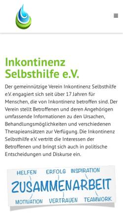 Vorschau der mobilen Webseite www.inkontinenz-selbsthilfe.com, Inkontinenz Selbsthilfe e.V.