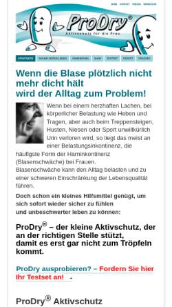 Vorschau der mobilen Webseite www.prodry.de, ProDry: Harninkontinenz