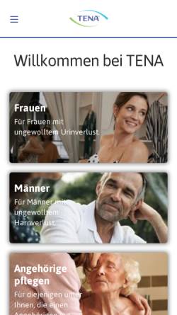 Vorschau der mobilen Webseite www.tena.de, Tena
