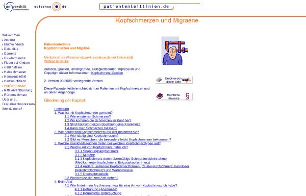 Vorschau von www.patientenleitlinien.de, Patientenleitlinie Kopfschmerzen und Migräne