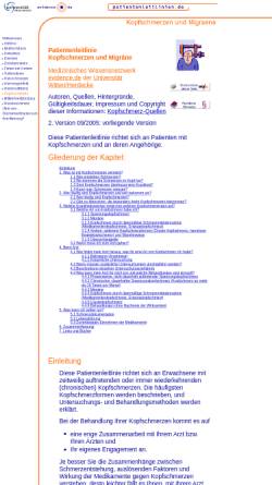 Vorschau der mobilen Webseite www.patientenleitlinien.de, Patientenleitlinie Kopfschmerzen und Migräne