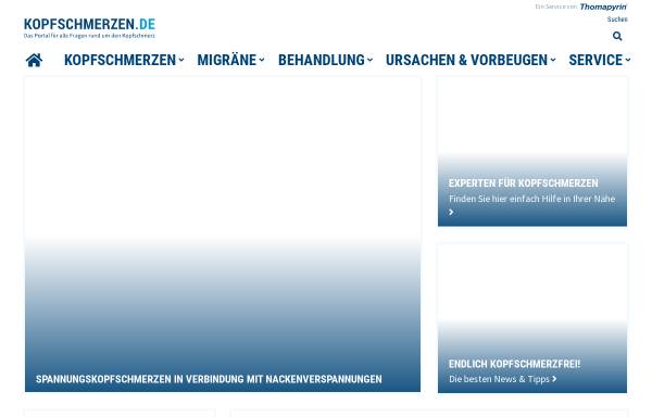 Vorschau von www.kopfschmerzen.de, Portal für Themen rund um Kopfschmerzen und Migräne