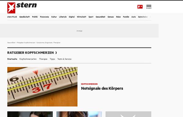 Vorschau von www.stern.de, Ratgeber Kopfschmerz