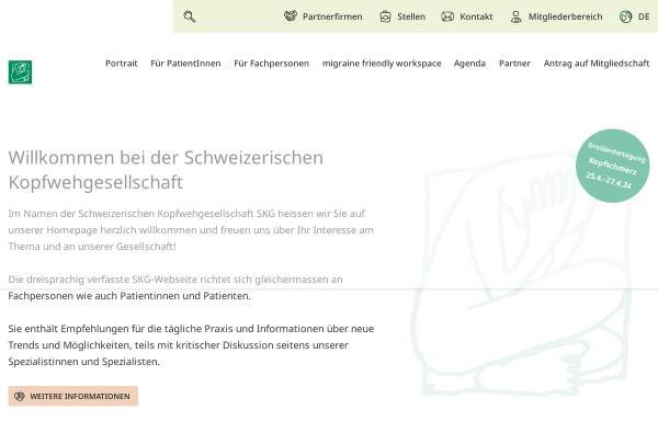 Vorschau von www.headache.ch, Schweizerische Kopfwehgesellschaft