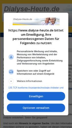Vorschau der mobilen Webseite www.dialyse-heute.de, Dialyse-heute