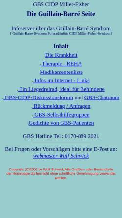 Vorschau der mobilen Webseite www.deutsche-emphysemgruppe.de, Die Guillain-Barré Seite