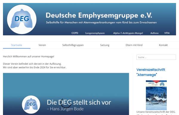 Vorschau von www.deutsche-emphysemgruppe.de, Deutsche Emphysem Gruppe e.V.