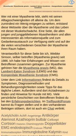 Vorschau der mobilen Webseite www.myasthenia-gravis.de, Myasthenia gravis - Myasthenie